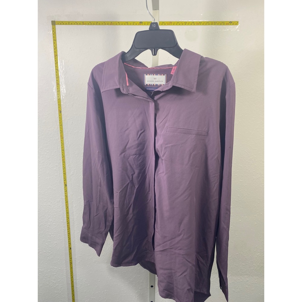 Modern Ambition‎ Delightfully Technical Button Down Shirt Purple Mens Large L